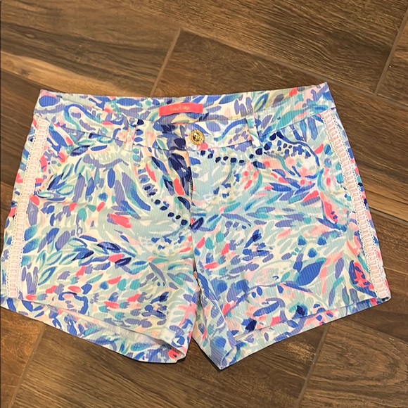 Lilly Pulitzer Blue and Pink High Waist Shorts - Picture 1 of 2